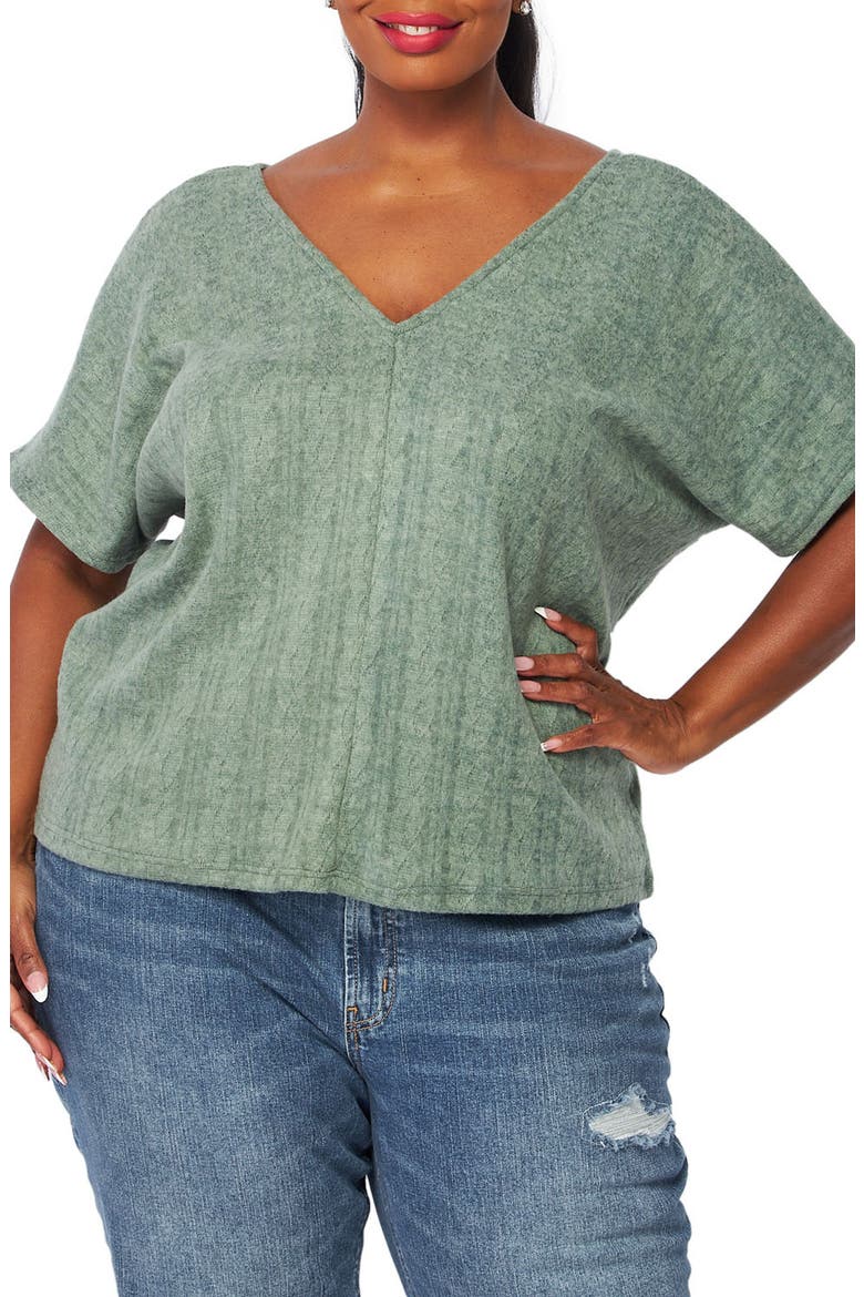 Double V-Neck Top, Main, color, OLIVE