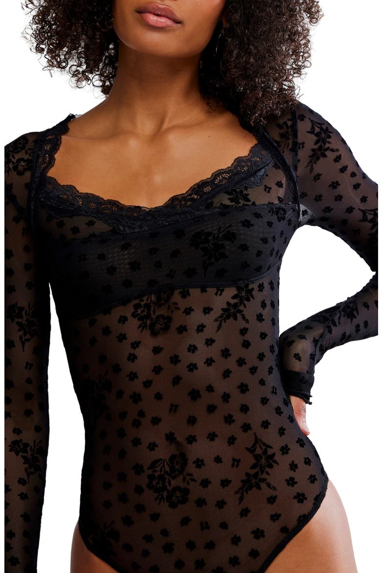In the City Semisheer Bodysuit, Alternate, color, BLACK
