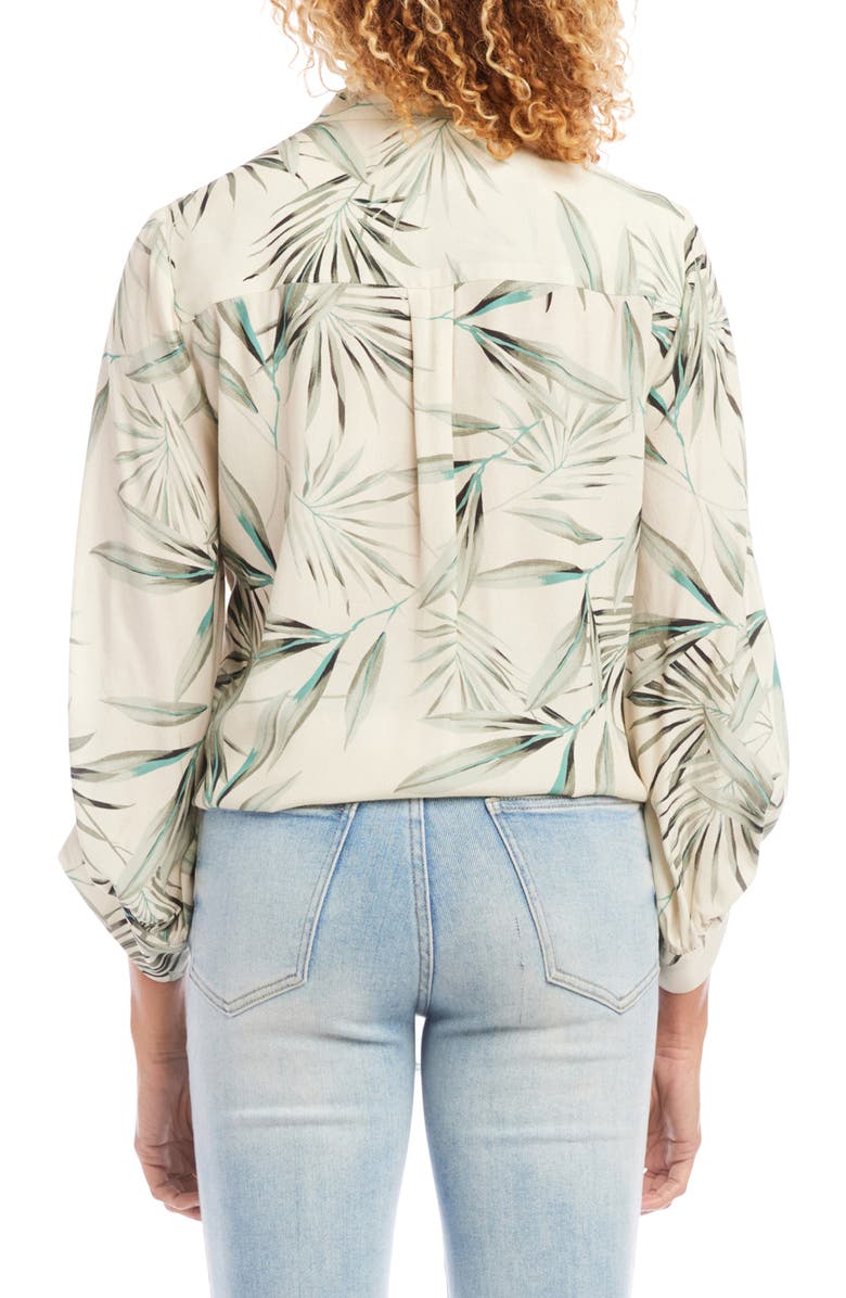 Karen Kane Palm Leaf Print Front Tie Shirt, Alternate, color, 