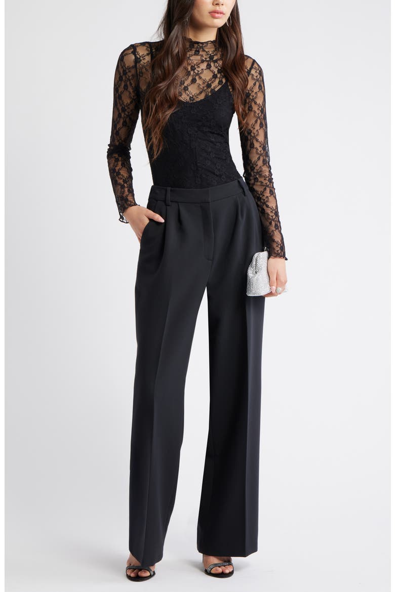 Floral Stretch Lace Top, Alternate, color, BLACK