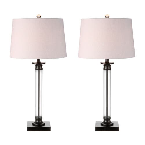 Jonathan Y Designs Set Of 2 Mason 30in Glass & Metal Table Lamps In Black/clear