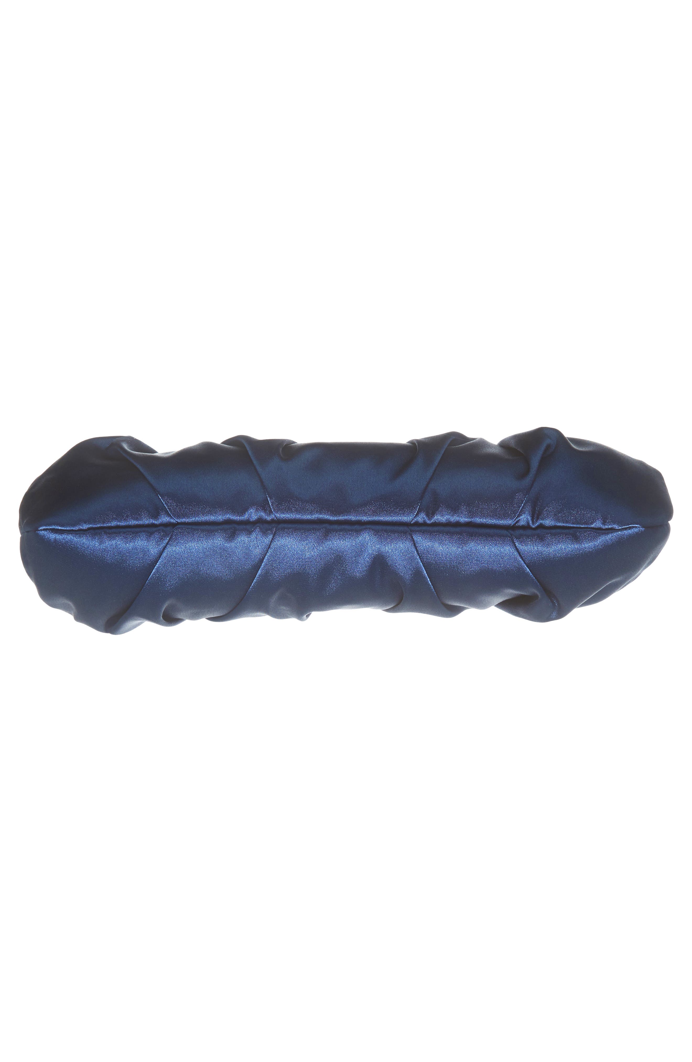 Concord Pleated Satin Frame Clutch, Alternate, color, NAVY