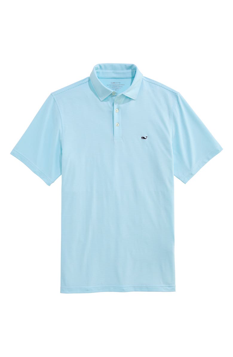 vineyard vines St. Jean Stripe Sankaty Performance Polo, Main, color, White Cap/ Turquoise