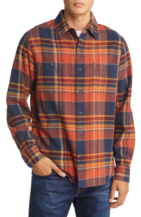 Two-Pocket Long Sleeve Flannel Button-Up Shirt