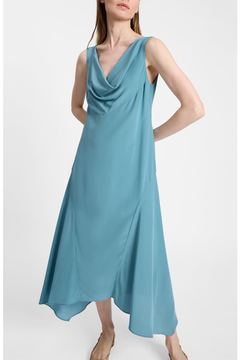Pina Cowl Neck Midi Silk Dress, Alternate, color, Sea Mist