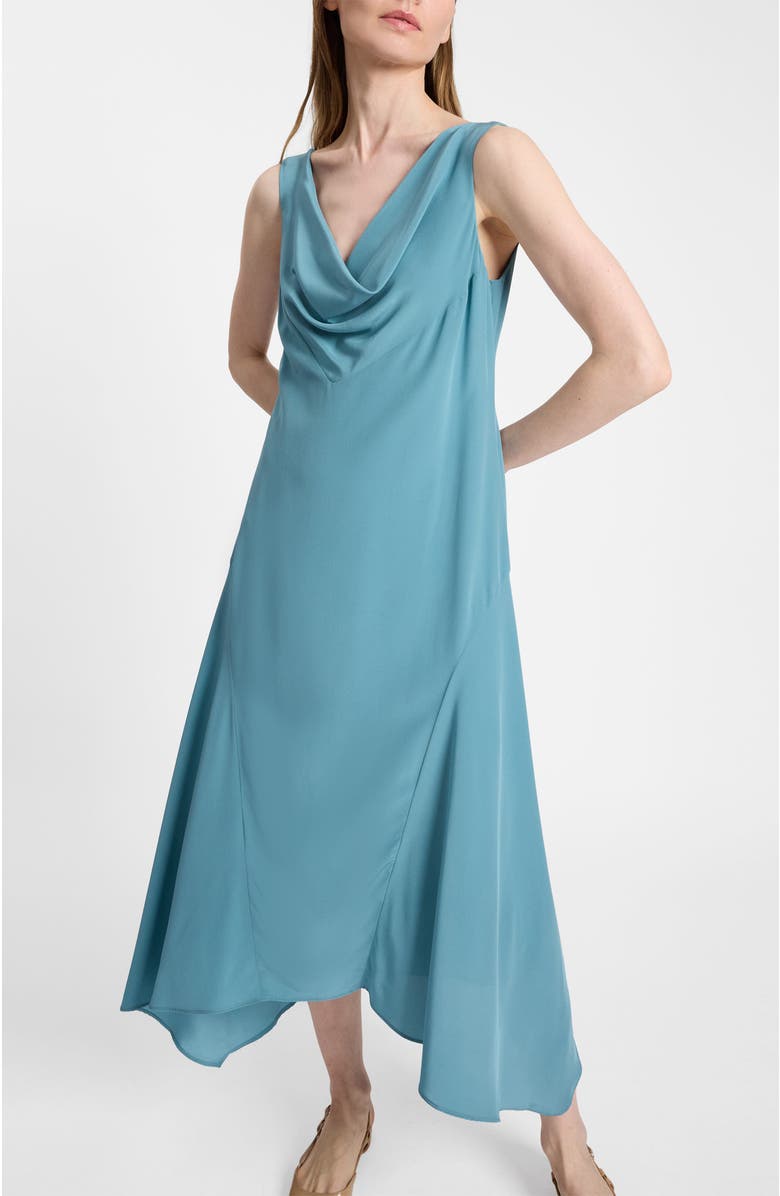 Santorelli Pina Cowl Neck Midi Silk Dress, Alternate, color, Sea Mist