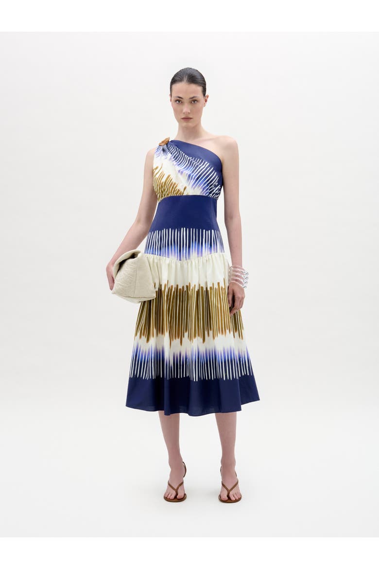 Catalina Dress, Main, color, Navy Mustard Abstrac