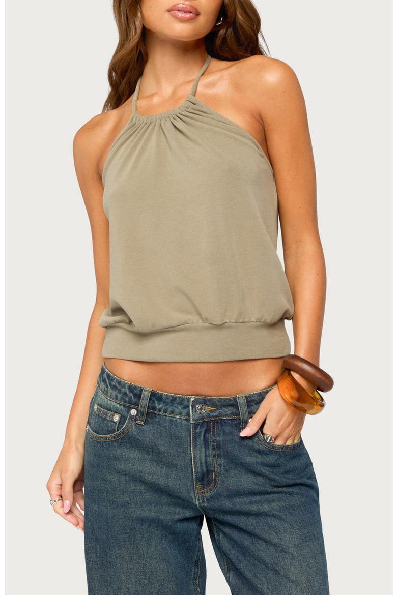 Bondi Cinched Waist Halter Top, Main, color, OLIVE