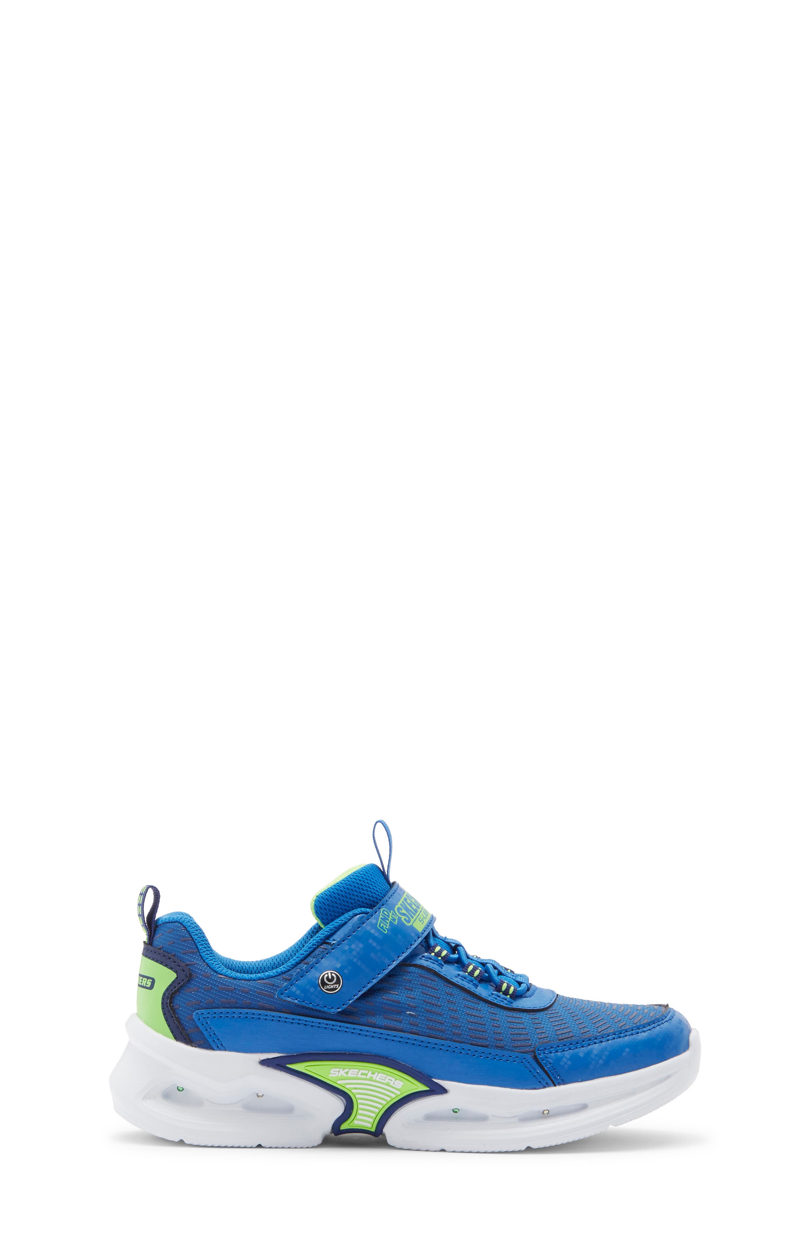 SKECHERS Kids' S-Lights Where's My Skechers? Sneaker, Alternate, color, Blue Lime
