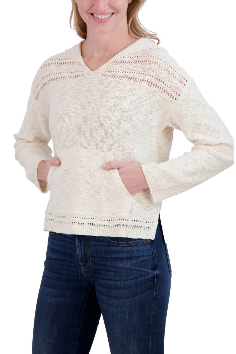 Baja Knit Sweater Hoodie, Alternate, color, NATURAL COMBO