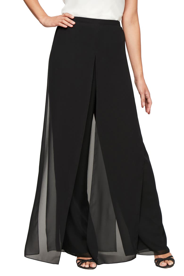 Wide Leg Chiffon Pants, Main, color, BLACK