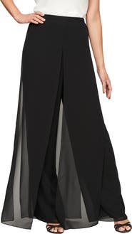 Alex Evenings Wide Leg Chiffon Pants