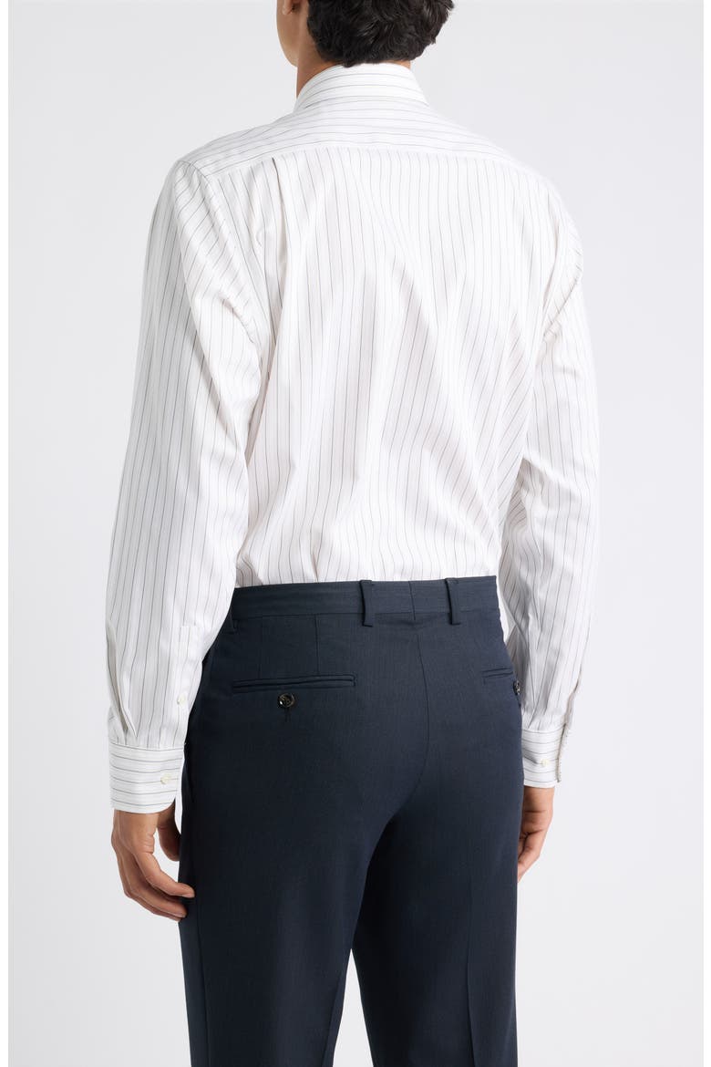 Modern Fit Striped Pima Cotton Shirt, Alternate, color, CHESTNUT STRIPE