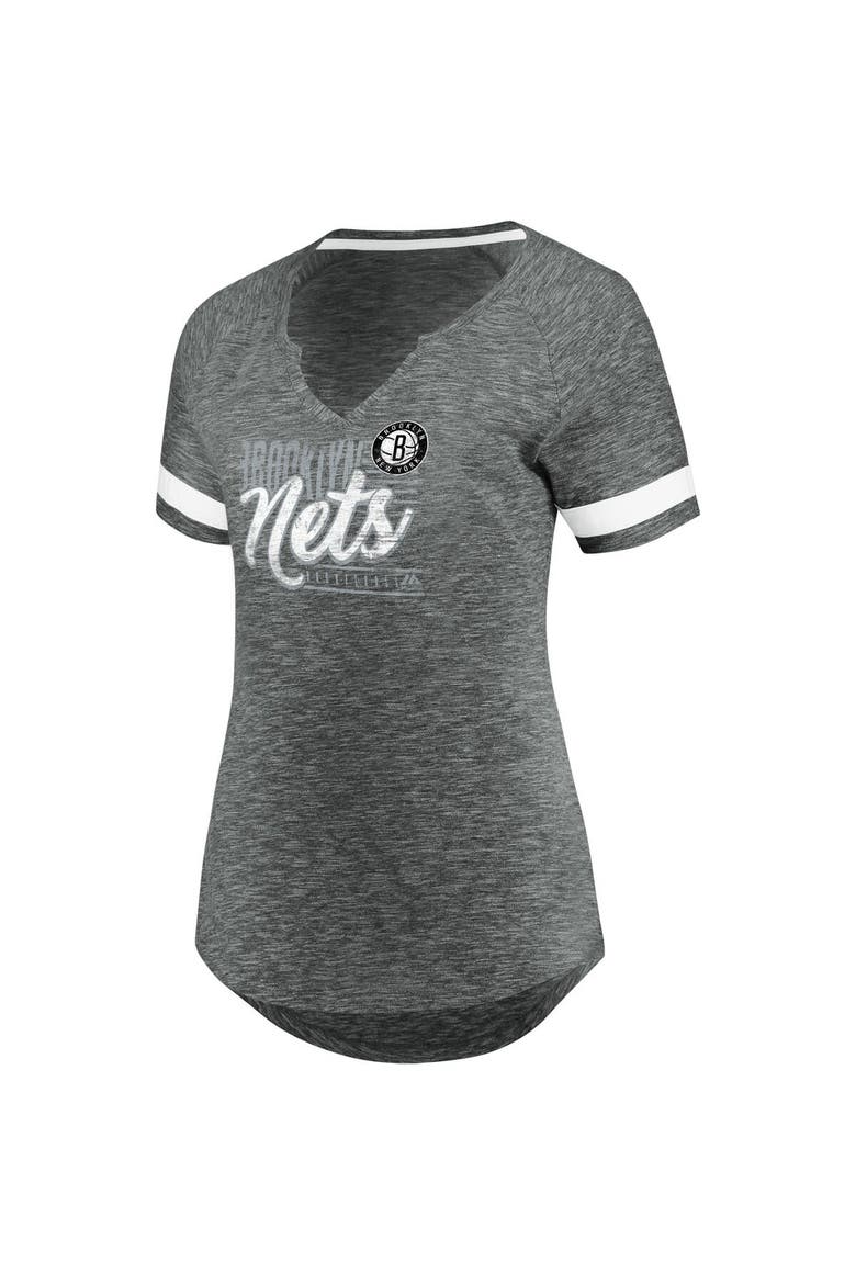 Women's Fanatics Branded Gray/White Brooklyn Nets Showtime Winning With Pride Notch Neck T-Shirt, Alternate, color, Gray