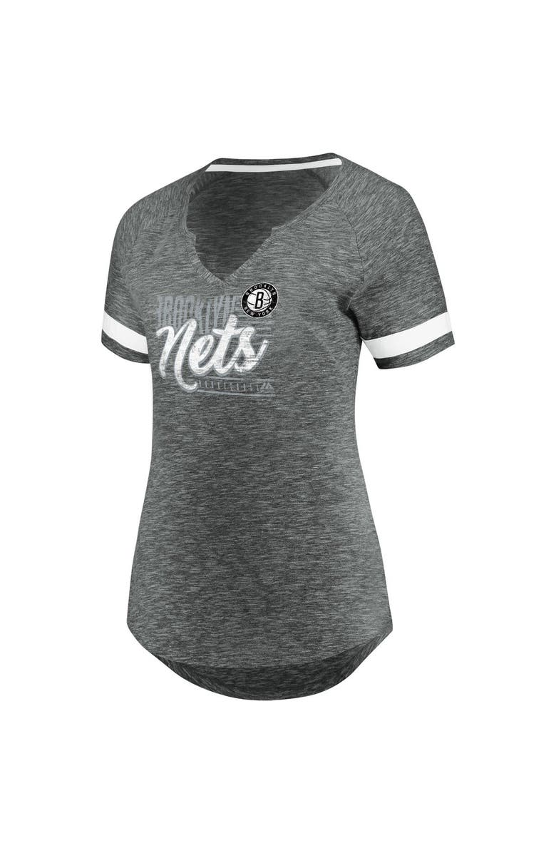 FANATICS Women's Fanatics Branded Gray/White Brooklyn Nets Showtime Winning With Pride Notch Neck T-Shirt, Alternate, color, Gray