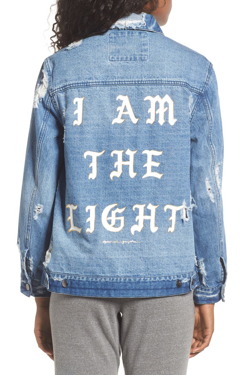 Spiritual Gangster I Am the Light Denim Jacket, Alternate, color,