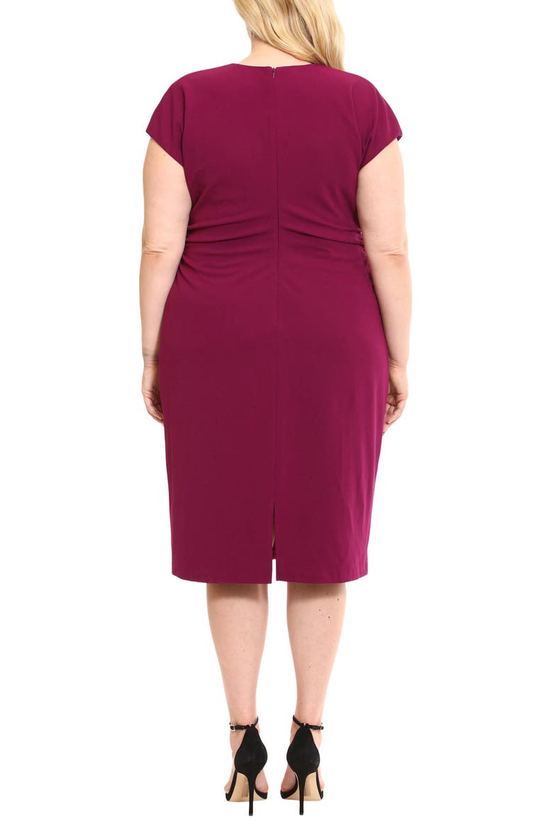 V-Neck Midi Dress, Alternate, color, PLUM CASPIA