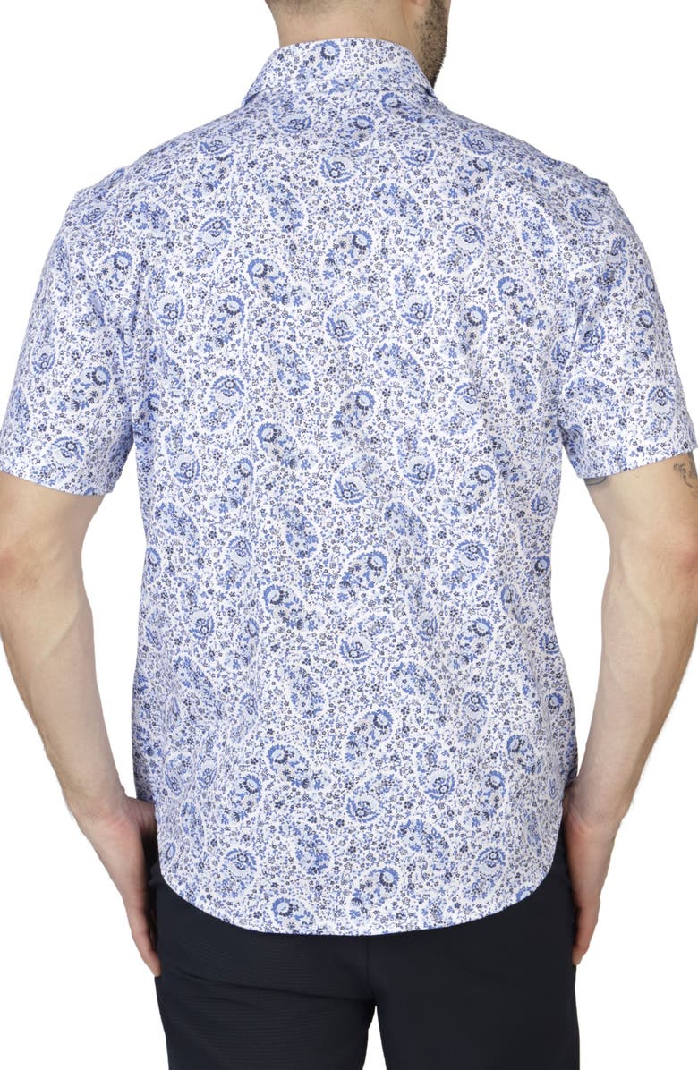 TailorByrd Floral Paisley Short Sleeve Shirt, Alternate, color, Delft Blue