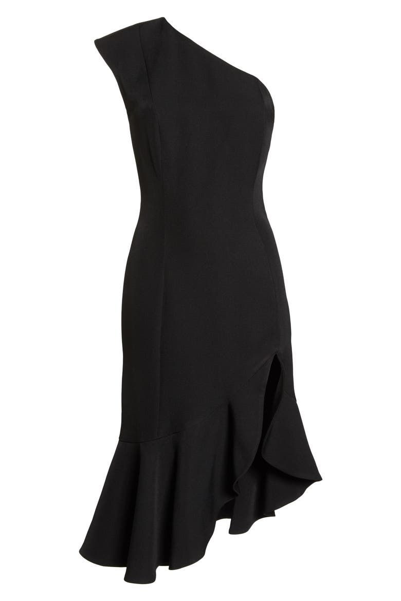 Mirrors One-Shoulder Asymmetrical Dress, Alternate, color, BLACK