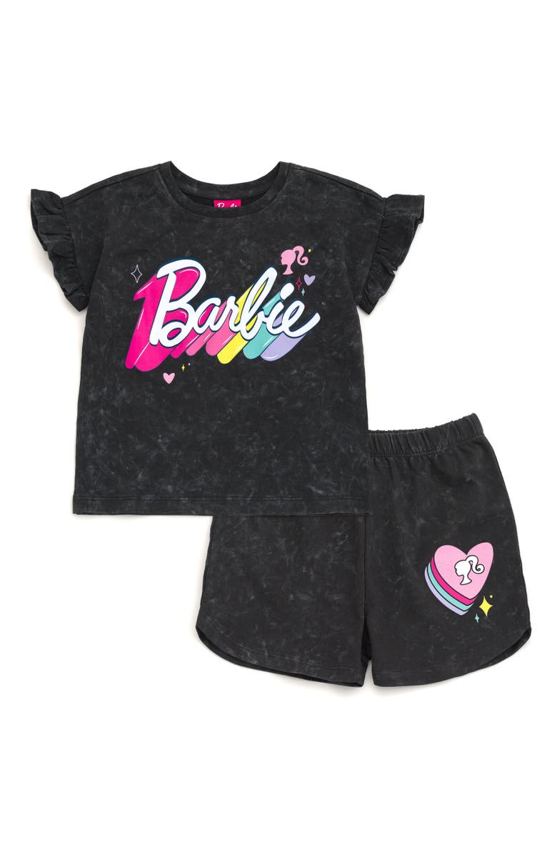 Barbie Wash T-Shirt & Shorts Set, Main, color, Charcoal Gray