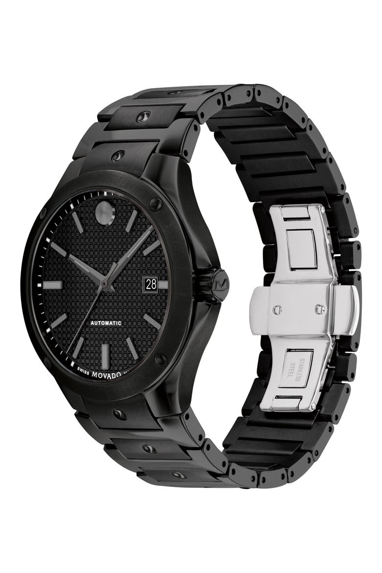 S.E. Automatic Bracelet Watch, 41mm, Alternate, color, BLACK