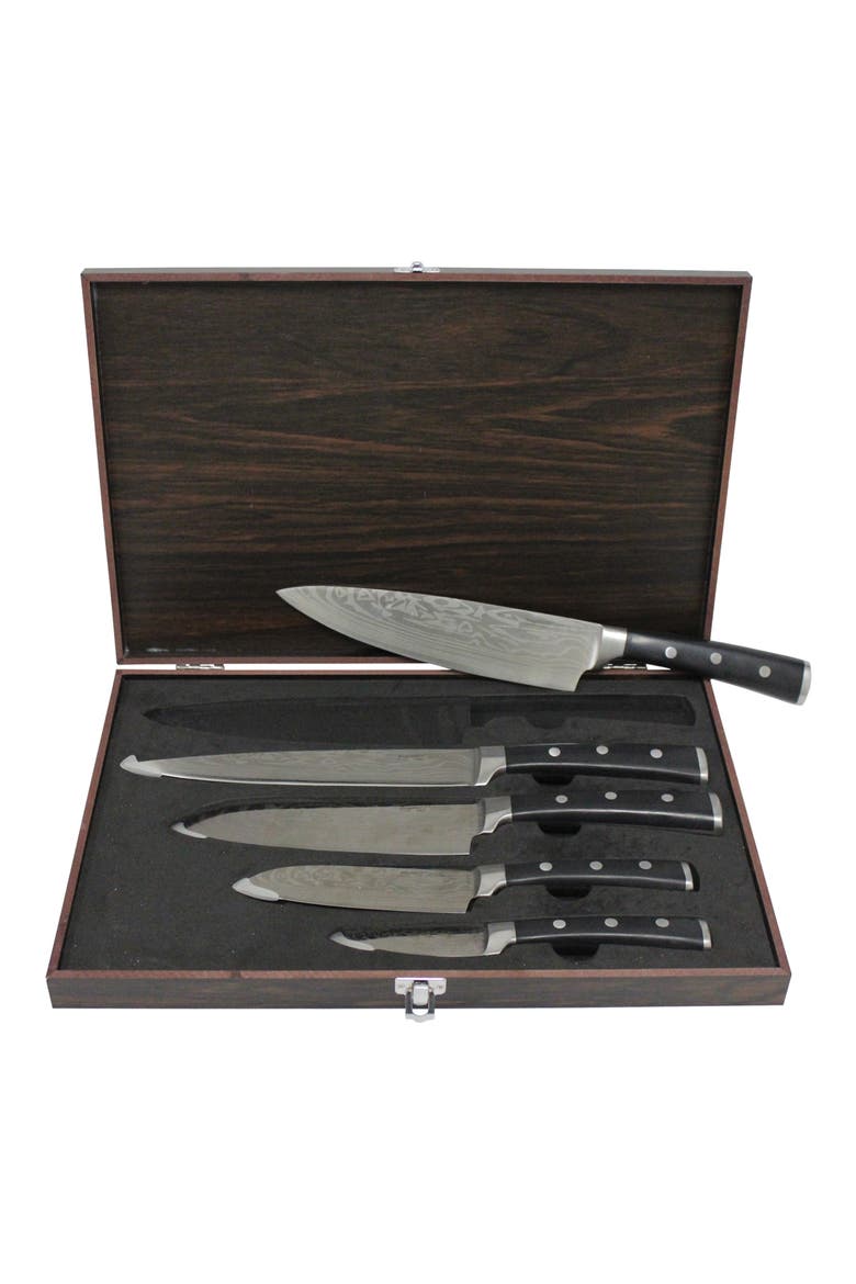 INTERNATIONAL Antigua 5-Piece Cutlery Set, Main, color, BLACK/ SILVER