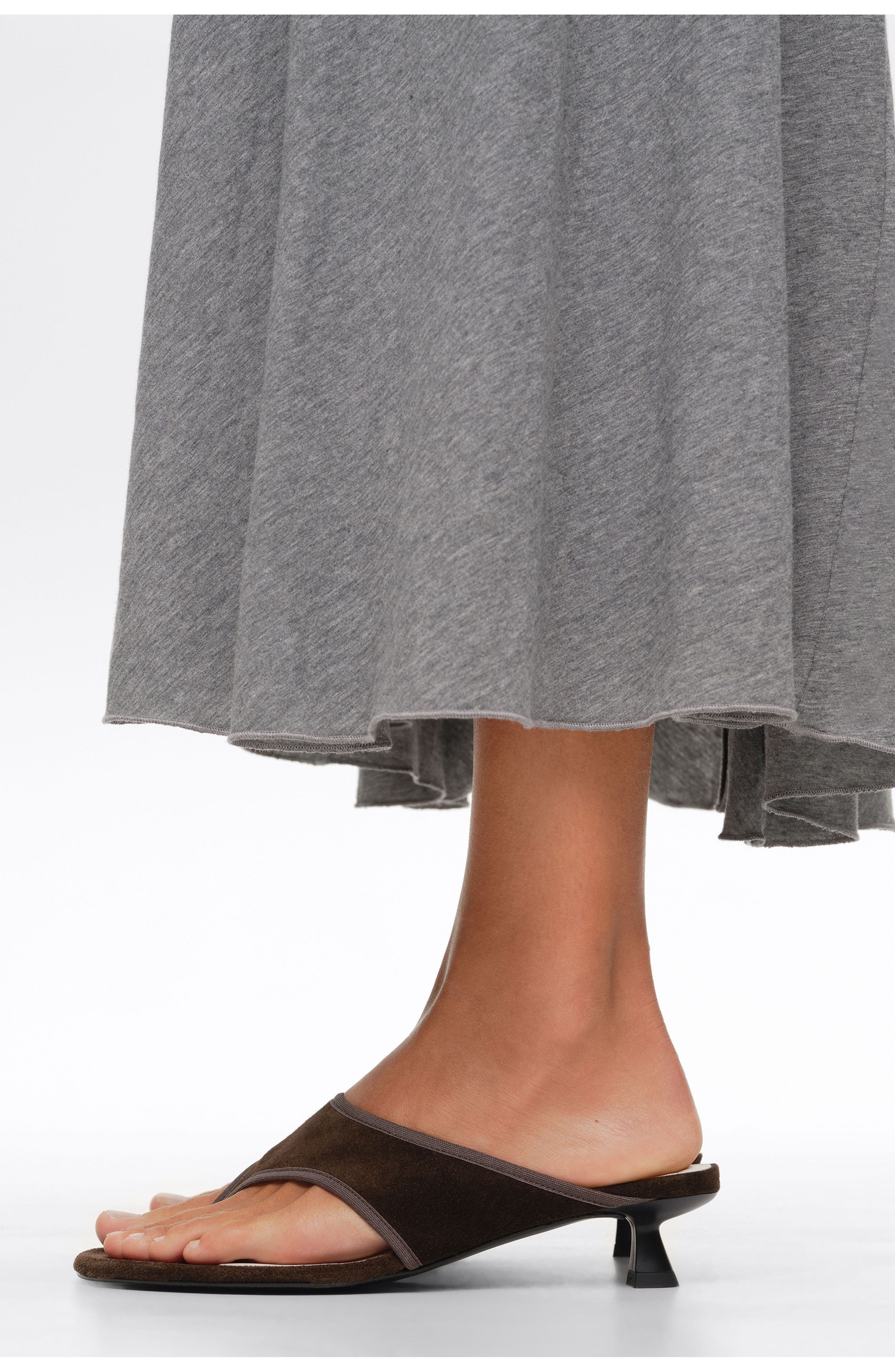 Low-Heel Suede Sandals, Alternate, color, DARK BROWN
