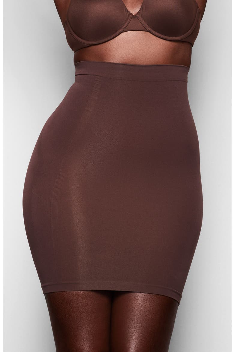 Sculpting Long Skirt Slip, Main, color, COCOA