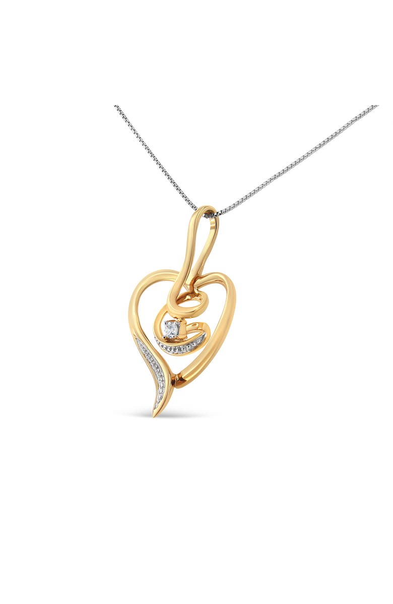 Haus of Brilliance 10K Yellow Gold .03 Cttw Diamond-Accented Diamond Swirl Open Heart Pendant Necklace, Alternate, color, Yellow
