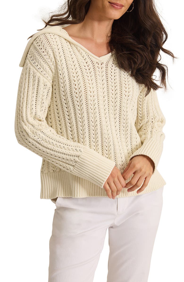 Tommy Bahama Zoe Sailor Collar Sweater, Main, color, Bleached Sand