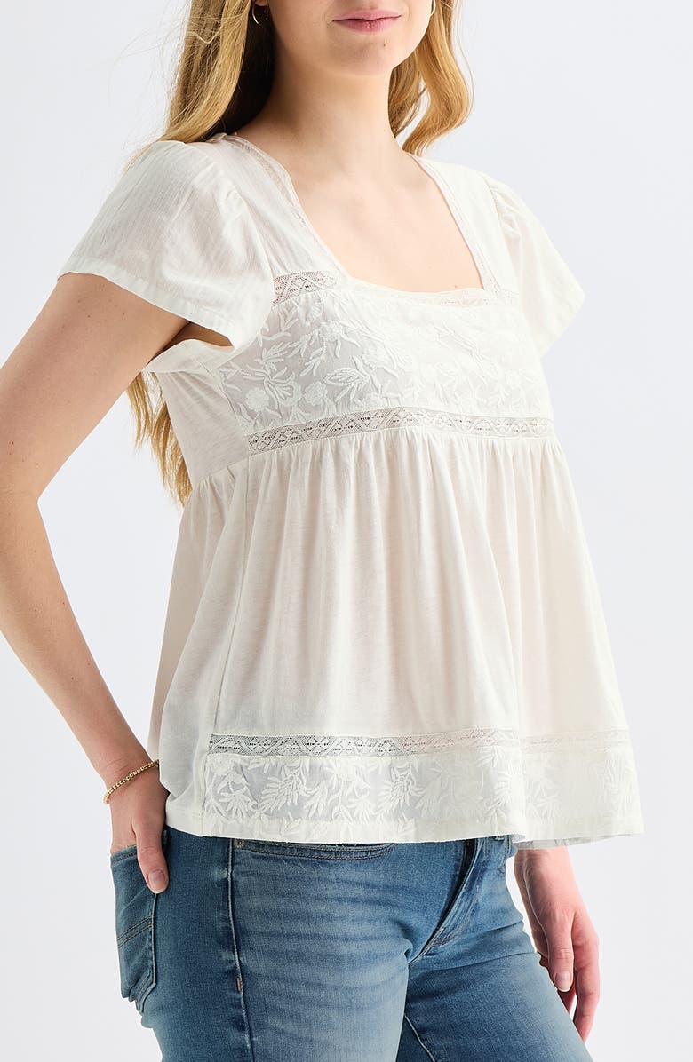 Lucky Brand Embroidered Square Neck Top, Alternate, color, Gardenia