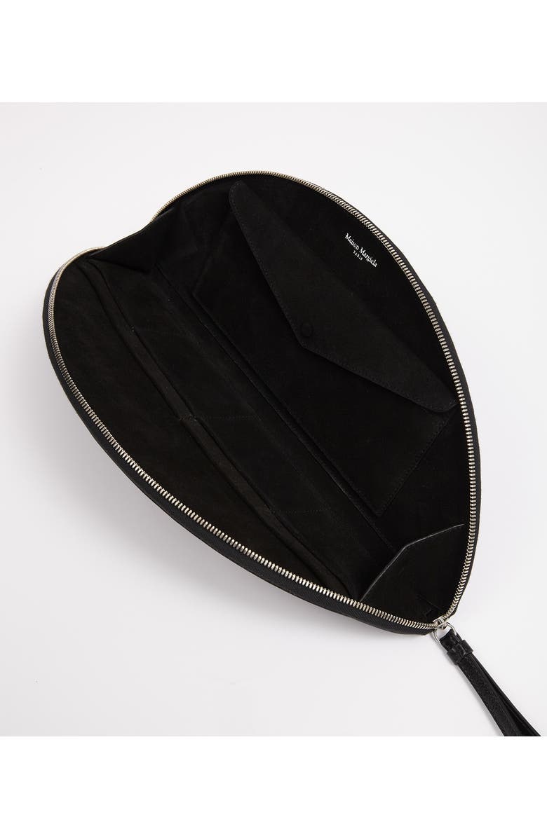 Maison Margiela Big Half Moon Leather Clutch, Alternate, color, Black