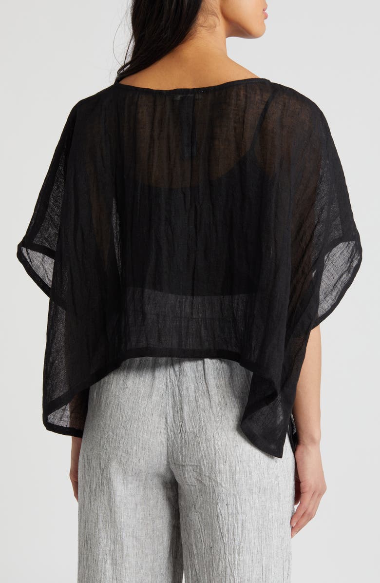 Eileen Fisher Bateau Neck Organic Linen Crop Poncho, Alternate, color, 
