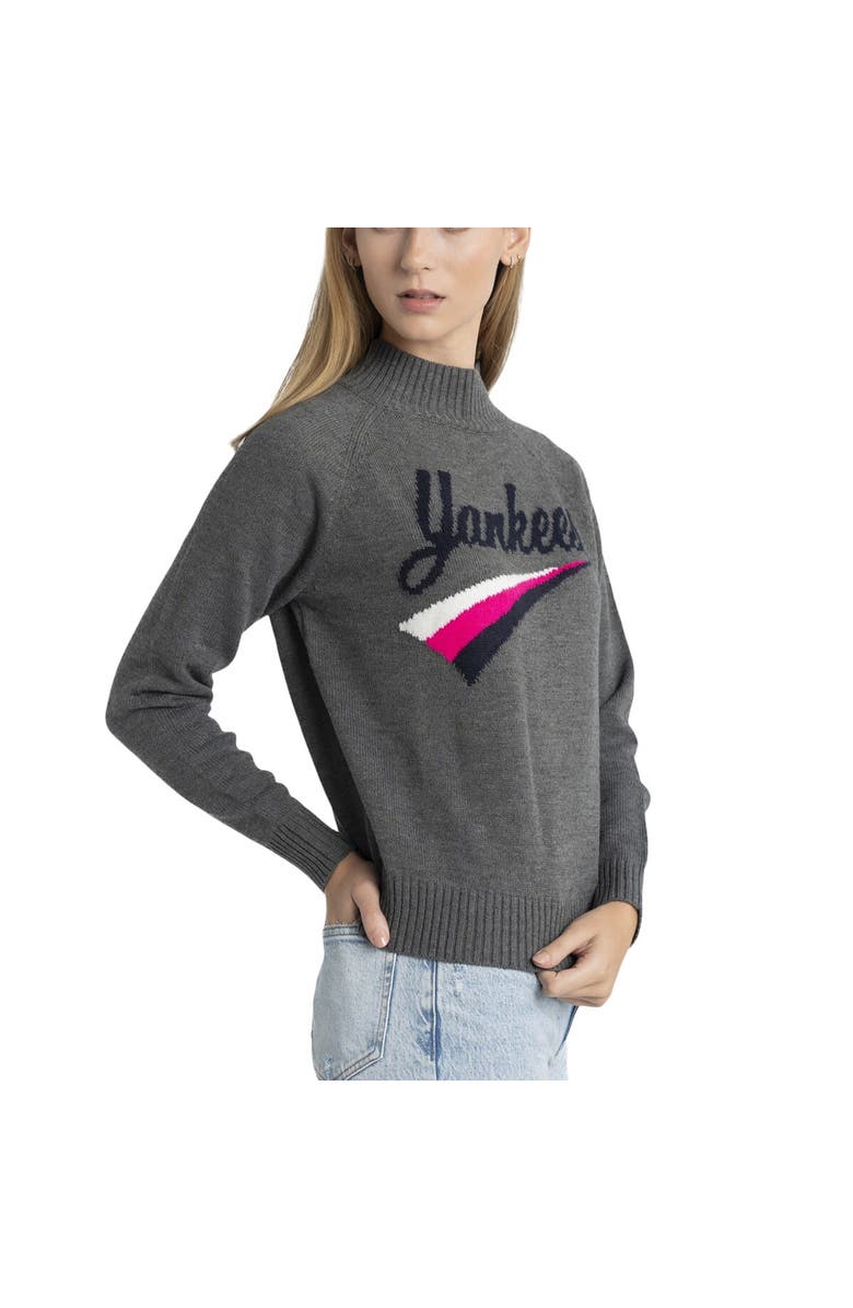 LUSSO Women's Lusso  Gray New York Yankees Serena Raglan Pullover Sweater, Alternate, color, Gray