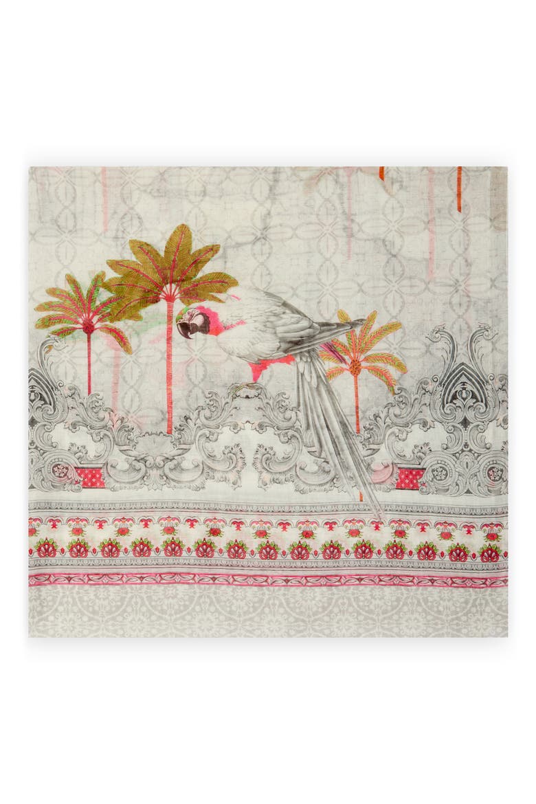 Birds & Filigree Print Scarf, Alternate, color, IVORY