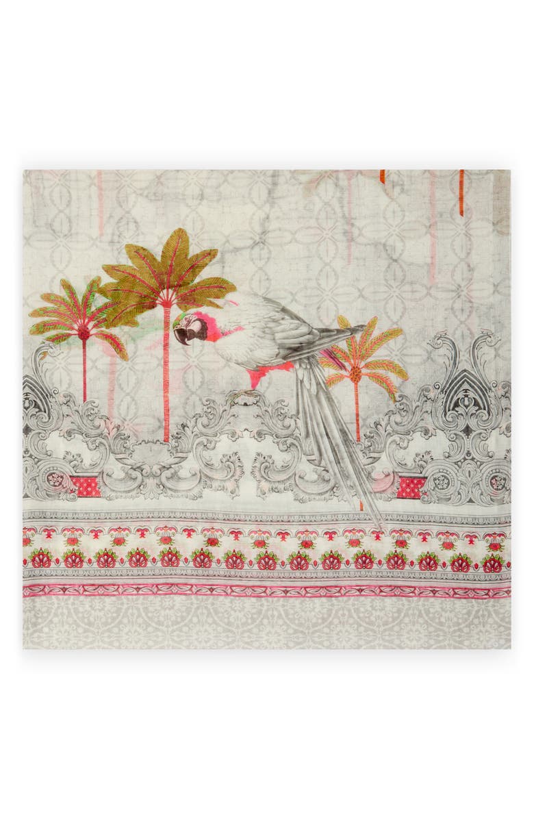SAACHI Birds & Filigree Print Scarf, Alternate, color, Ivory