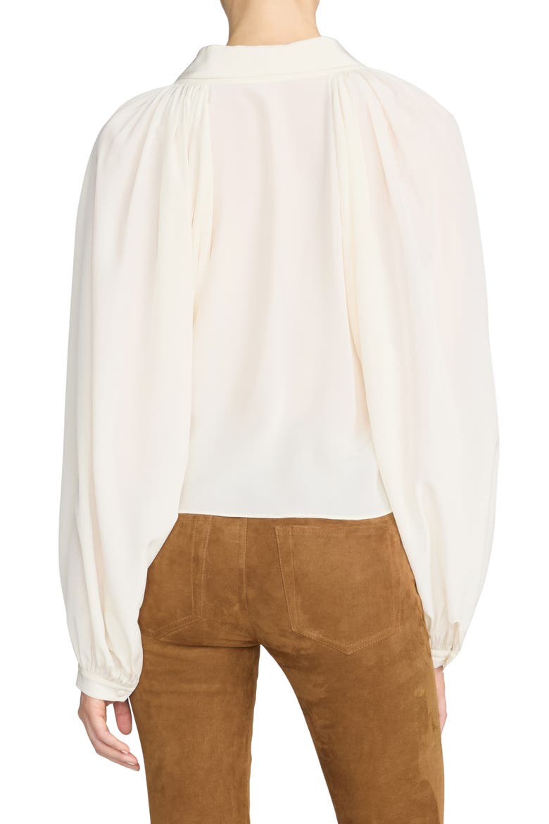 Gala Silk Shirt with Balloon Sleeves, Alternate, color, CREAM