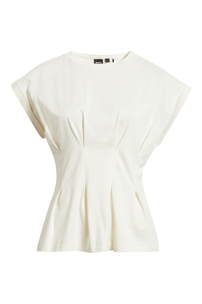 Evinata Pleated Peplum Top, Alternate, color, SOFT CREAM