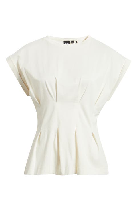 Evinata Pleated Peplum Top