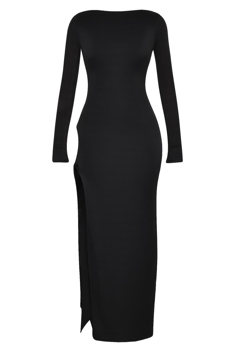 Marella Cutout Long Sleeve Cocktail Dress, Alternate, color, BLACK