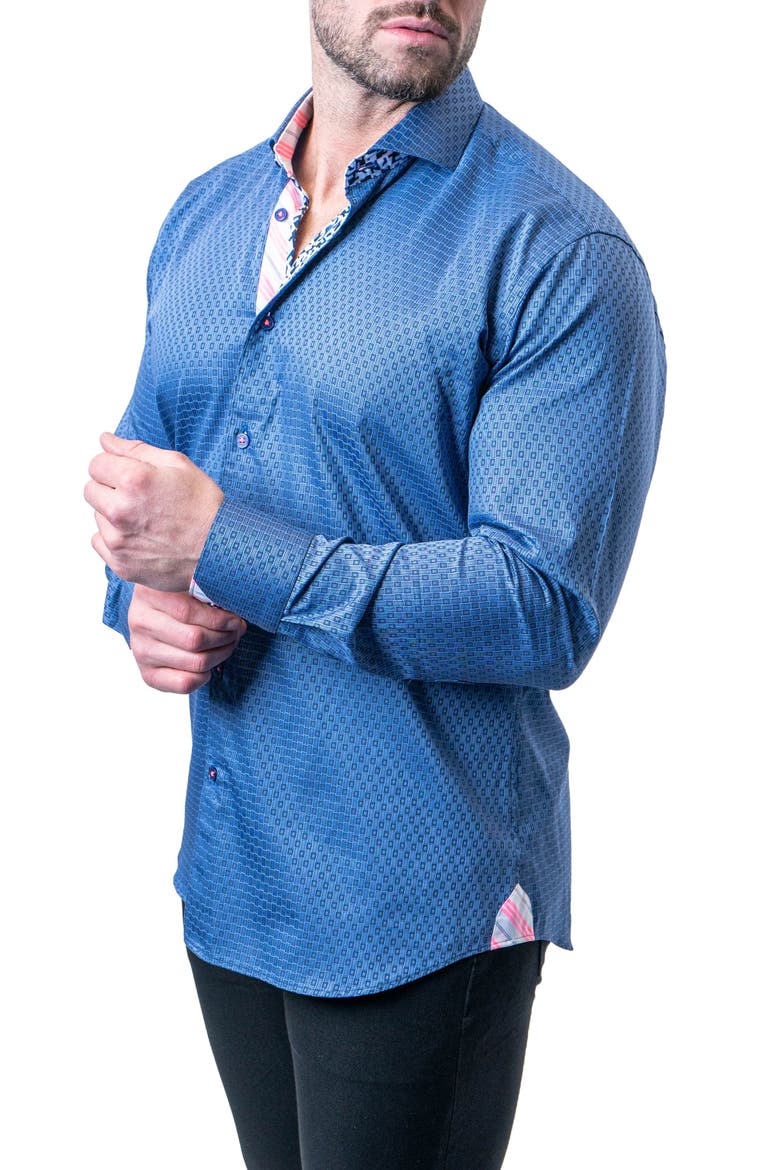 Einstein Goal Blue Contemporary Fit Button-Up Shirt, Alternate, color, BLUE