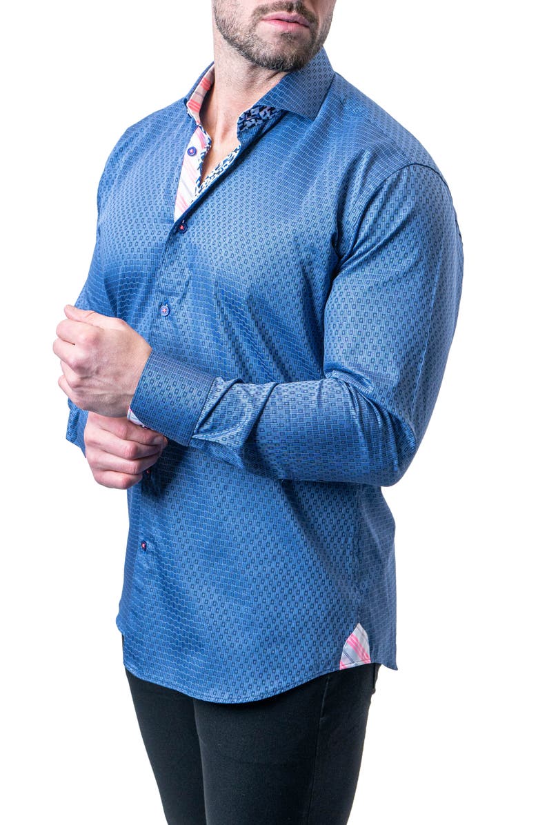 Maceoo Einstein Goal Blue Contemporary Fit Button-Up Shirt, Alternate, color, Blue