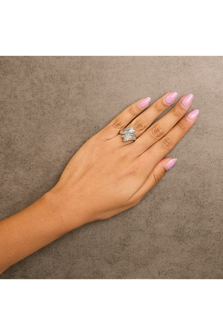 10K White Gold 1/2 Cttw Diamond Bypass Cocktail Ring, Alternate, color, White Gold
