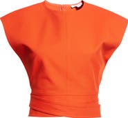 Alaïa Crop Belted Cotton Gabardine Top
