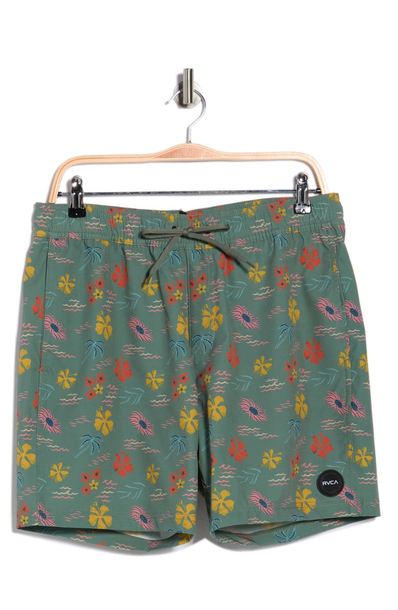 RVCA Lehua Swim Shorts, Main, color, Green Multi