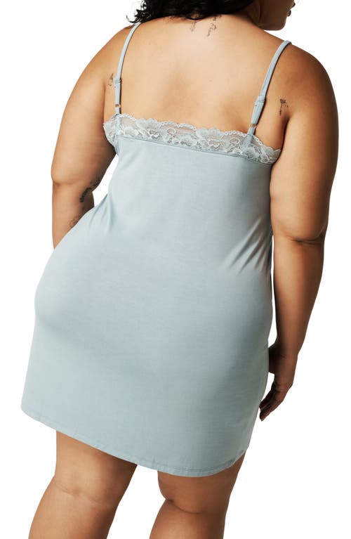Posh Peanut Lace Trim Nightgown In Blue
