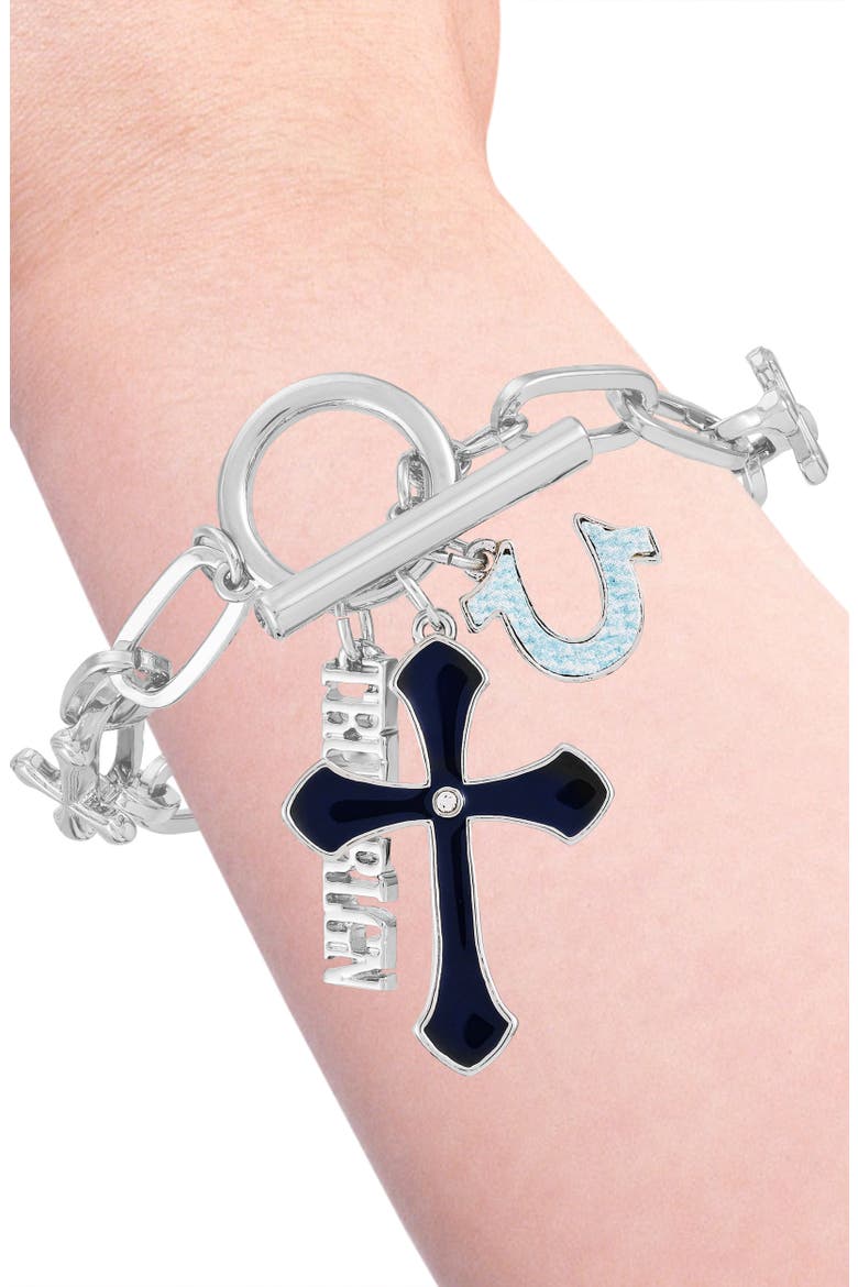 Assorted Charm Chain Bracelet, Alternate, color, SILVER TONE
