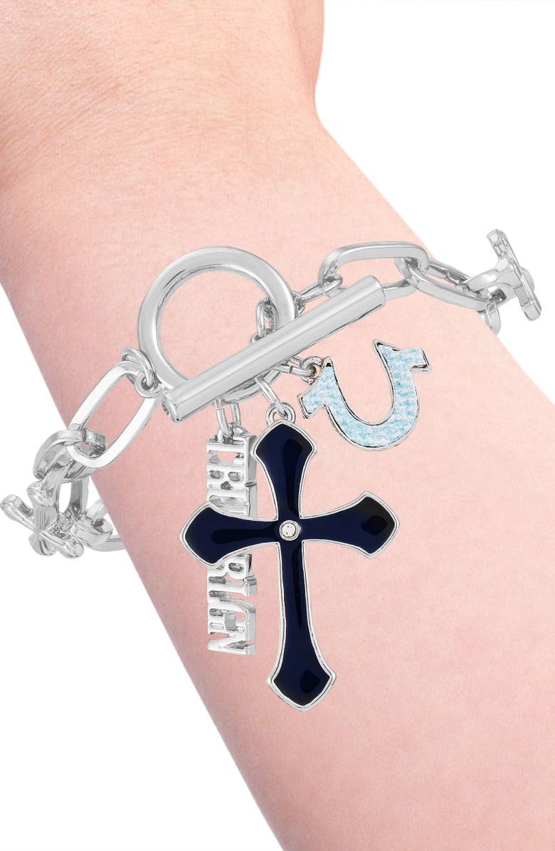 True Religion Assorted Charm Chain Bracelet, Alternate, color, Silver Tone