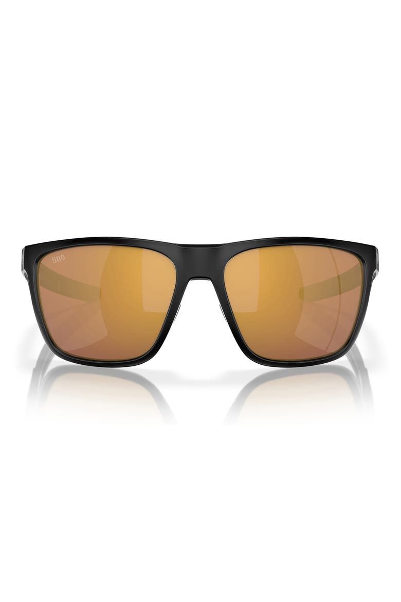 57mm Polarized Square Sunglasses, Main, color, MATTE BLACK/ GOLD MIRROR 580G