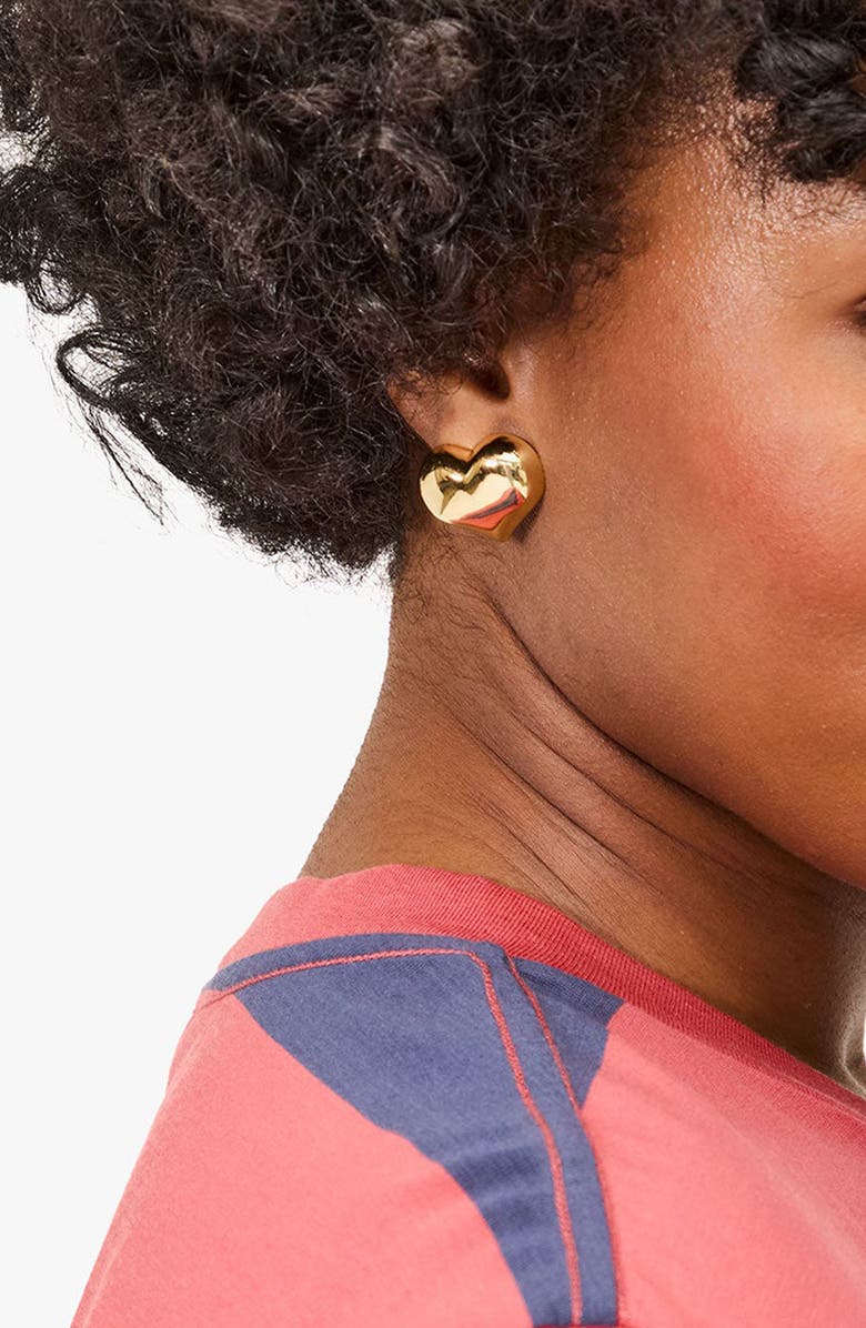 Clare V. Mylar Heart Earrings, Alternate, color, Gold